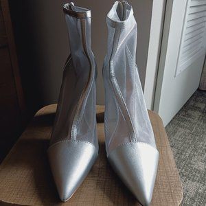 Silver /Mesh Heeled Booties